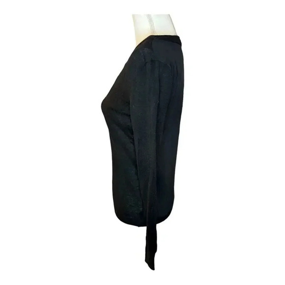 Joe’s Women’s Small Black V-Neck Long Sleeved Sweater Silk & Cotton Blend - Picture 2 of 7